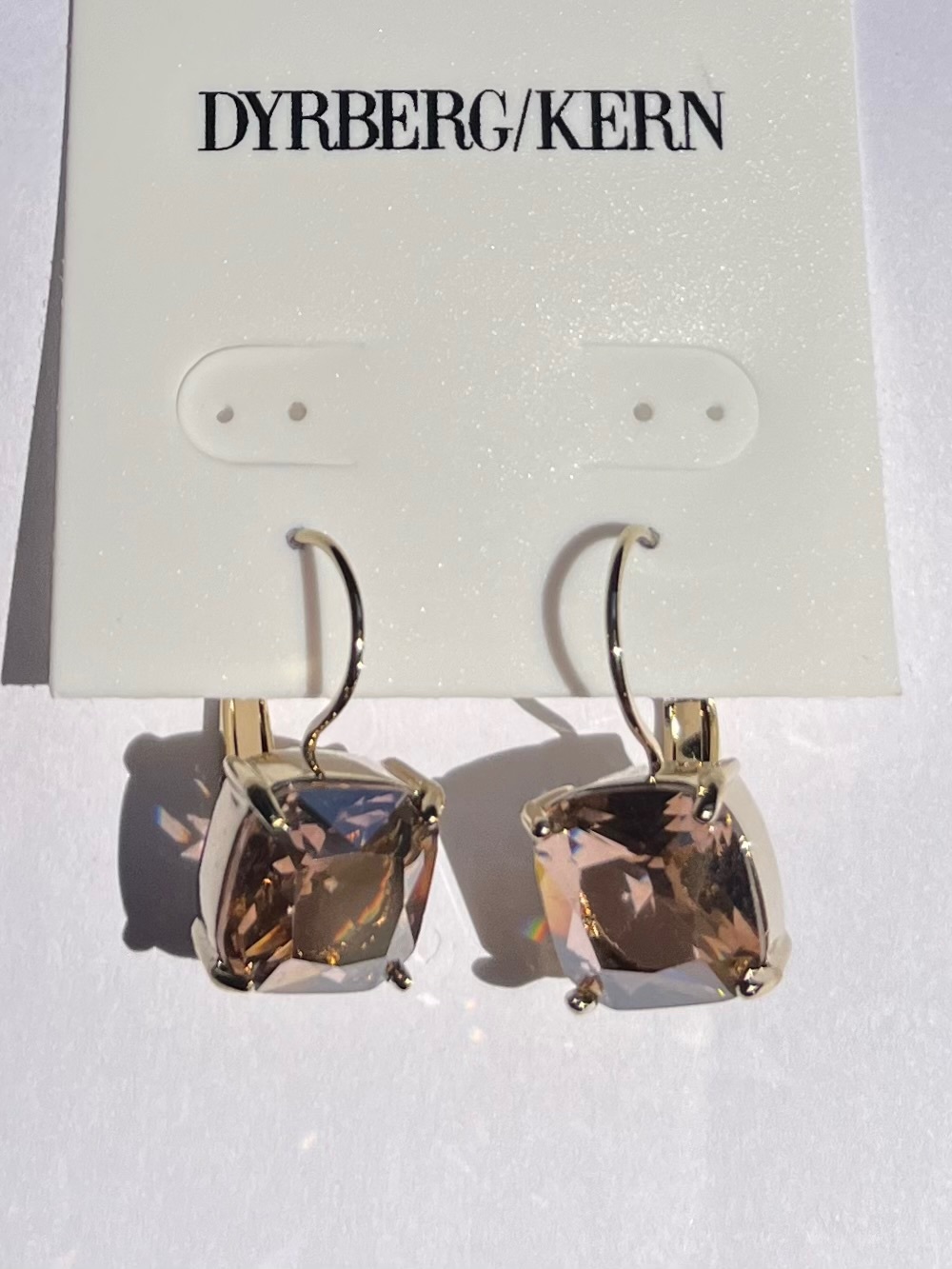 Dyrberg/Kern Gold Topaz Brown Crystal Drop Earrings